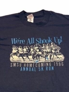 Vintage 1996 SMSU Homecoming 5K Run Graphic T-Shirt Adult Medium